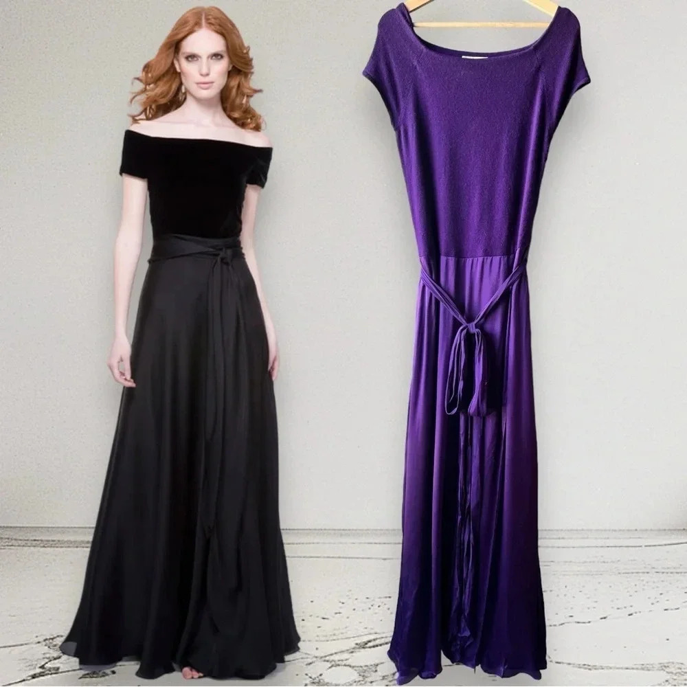 HEIDI WEISEL New York Cashmere Silk Maxi Gown dress Purple Size M